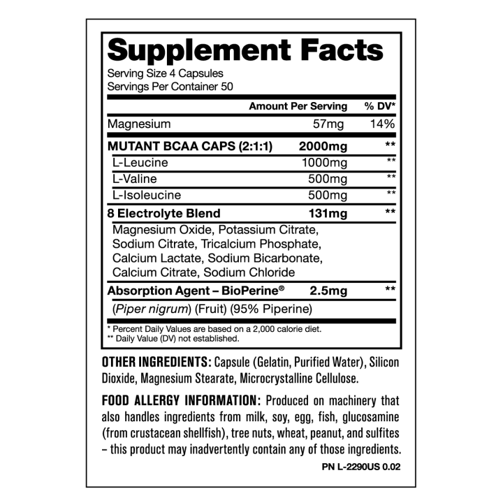 Mutant BCAA Caps 2000mg | Discounted Price | ProBuilder
