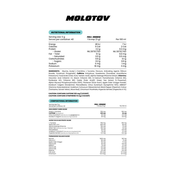 Zombie Labs Molotov Thermogenic Fat Burner | Probuilder