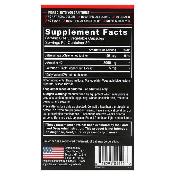 Buy Force Factor L-Arginine 150 Caps | ProBuilder NZ