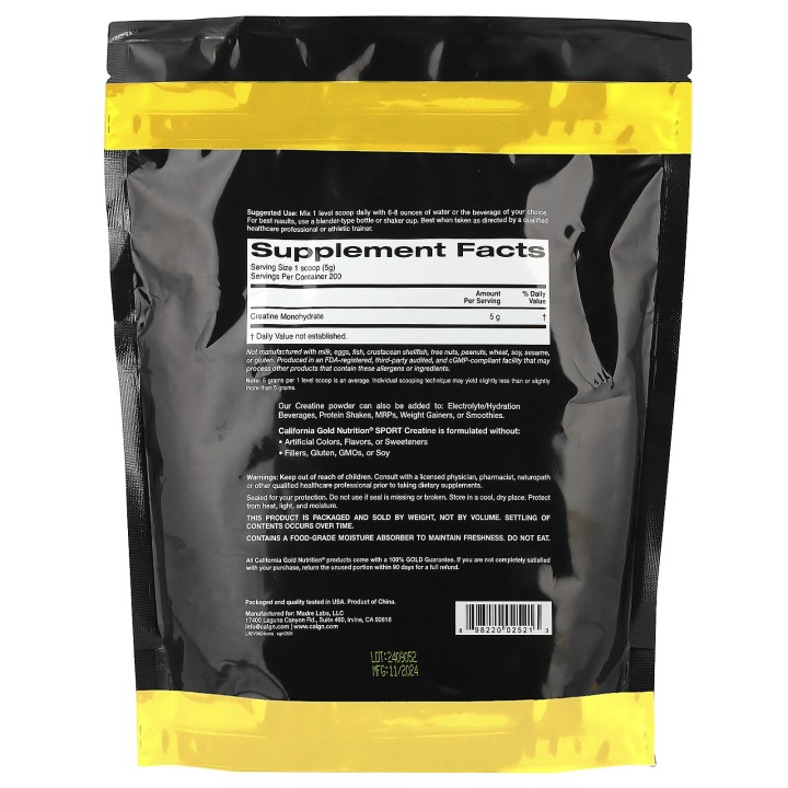California Gold Nutrition, Sport, Creatine Monohydrate