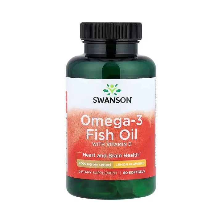 Swanson Omega-3 Fish Oil +Vitamin D 60 Softgels | ProBuilder