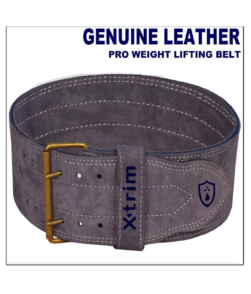 Xtrim 4 inch Suede Leather Power Weightlifting Squat-Belt (Grey)