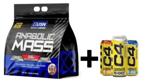 USN Anabolic Mass Gainer and 3 C4 Pre Workout RTDs
