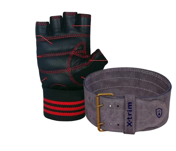 Gym Accessories Deal: Lealther Belt and Gloves Combo