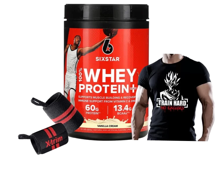 Protien Combo Deal: Whey Protein and Gym Accessories