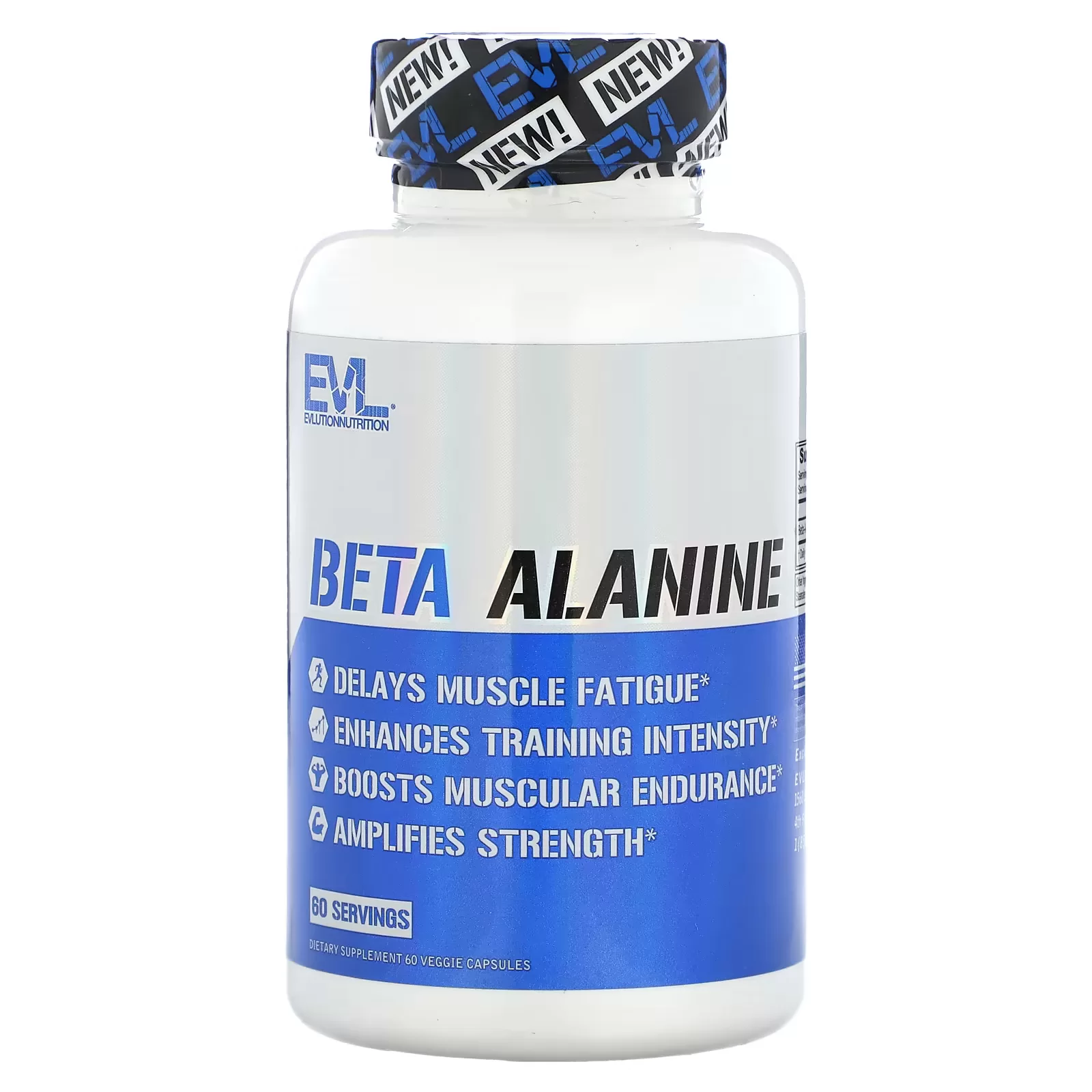 EVLution Nutrition, Beta Alanine, 60 Veggie Capsules