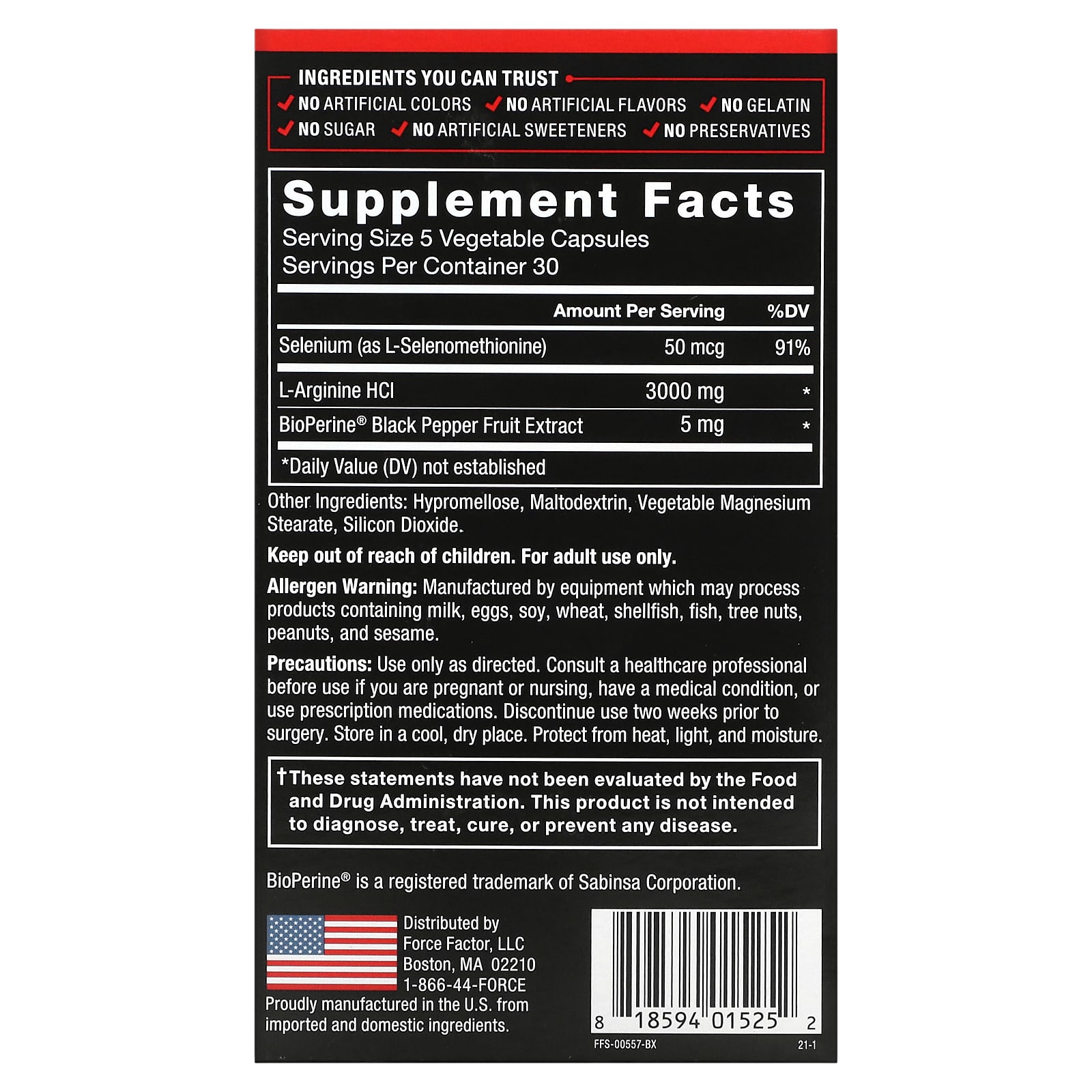 Force Factor, L-Arginine - Image 2