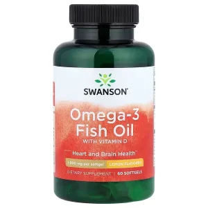 Swanson, Omega-3 Fish Oil with Vitamin D, Lemon, 60 Softgels